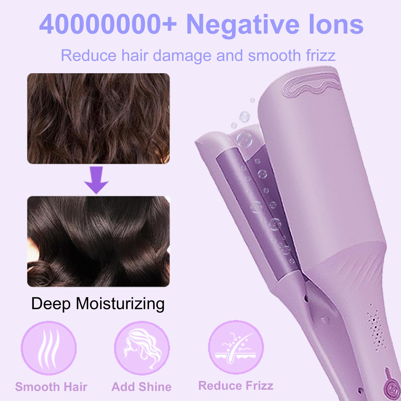 UJIO purple mermaid hair curler wand with heat resistant glove