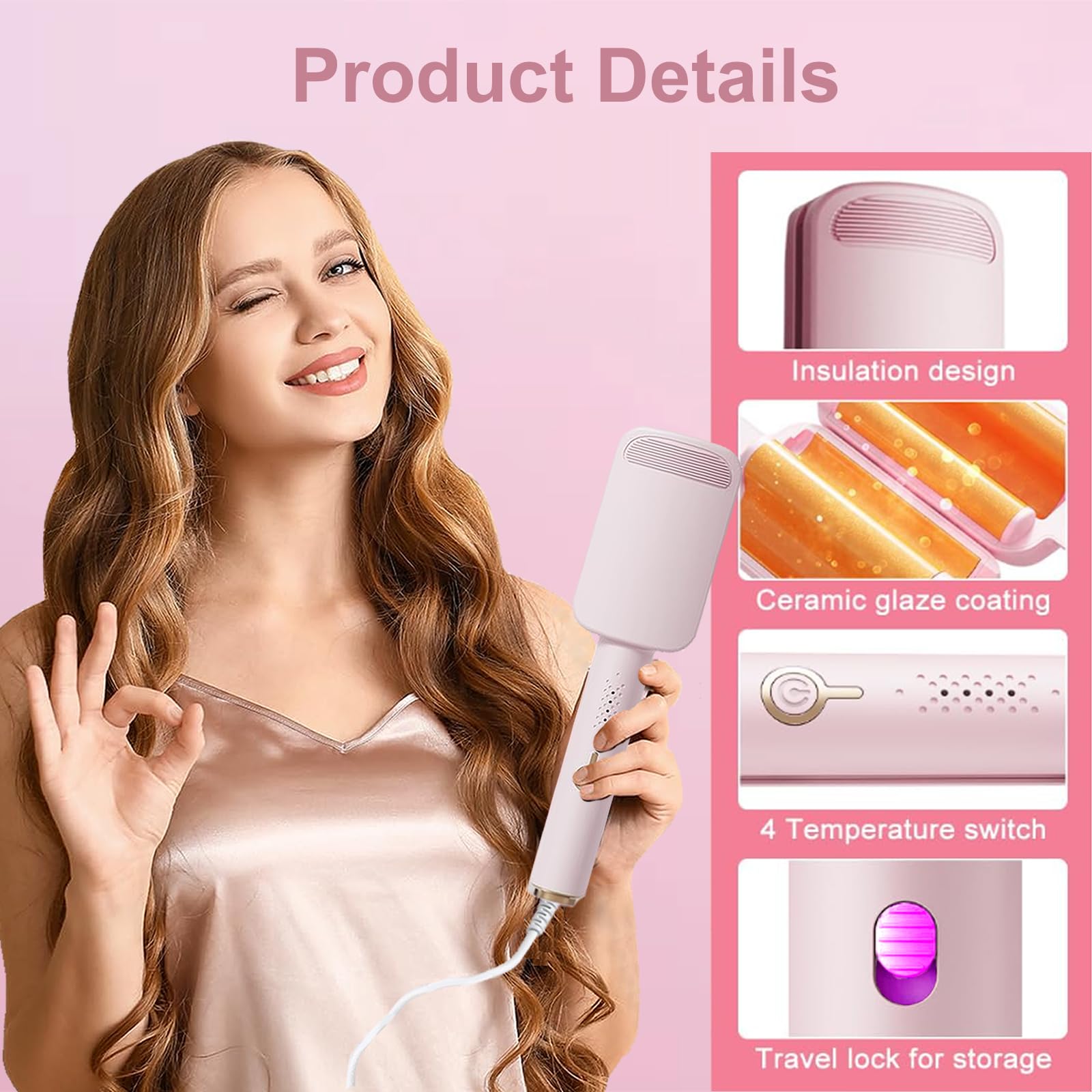 DotPet triple barrel hair waver displayed with its integrated safety lock engaged for convenient travel storage