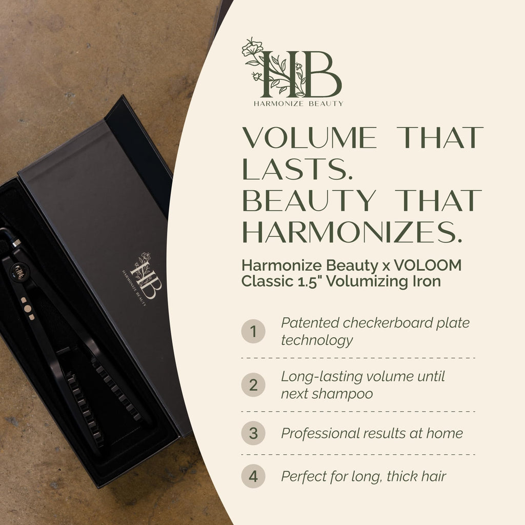 Harmonize Beauty professional styling crimper showing the textured plates designed for volume pockets