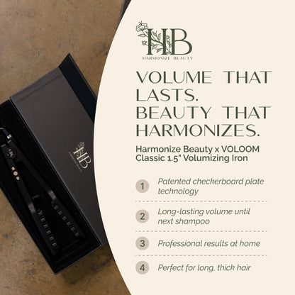 Harmonize Beauty professional styling crimper showing the textured plates designed for volume pockets