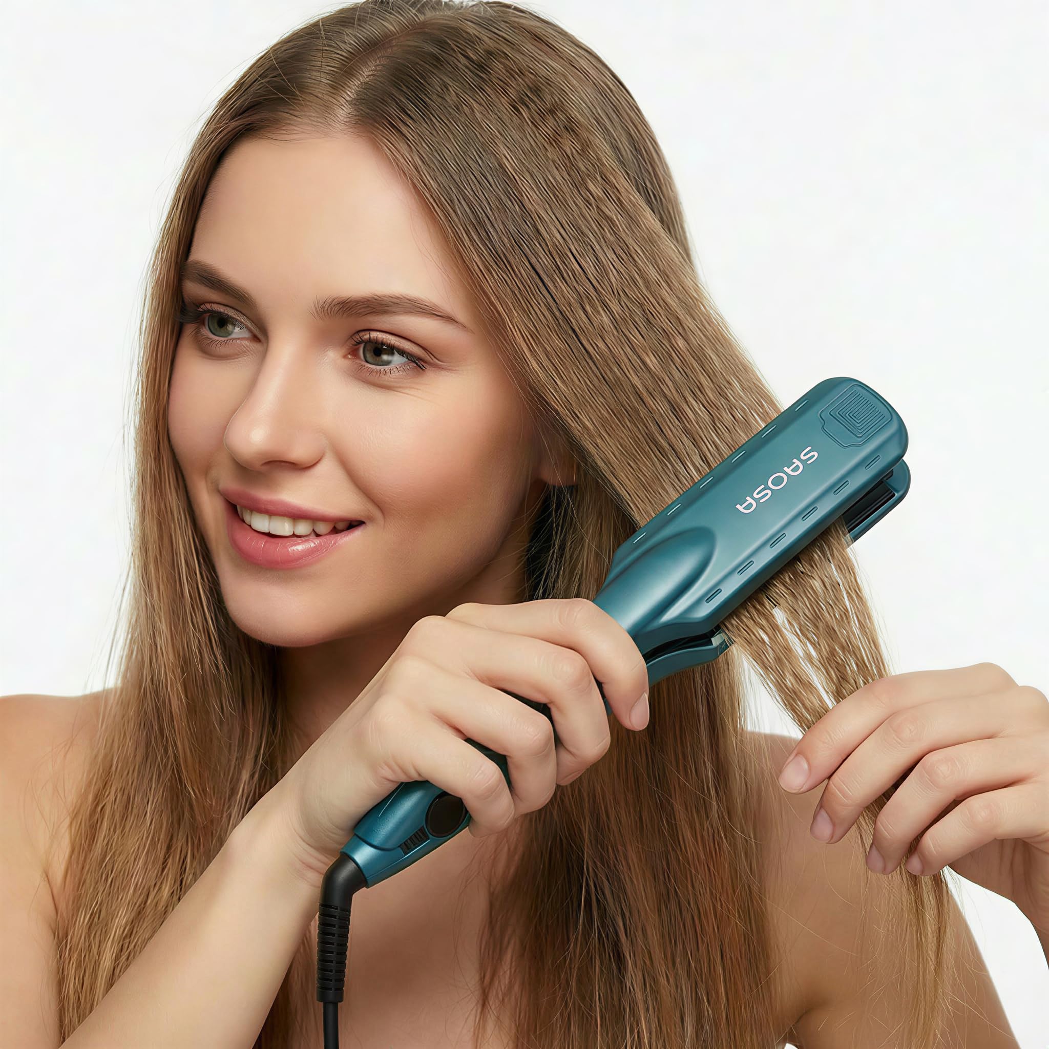 SAOSA ceramic tourmaline crimping iron plates close up details