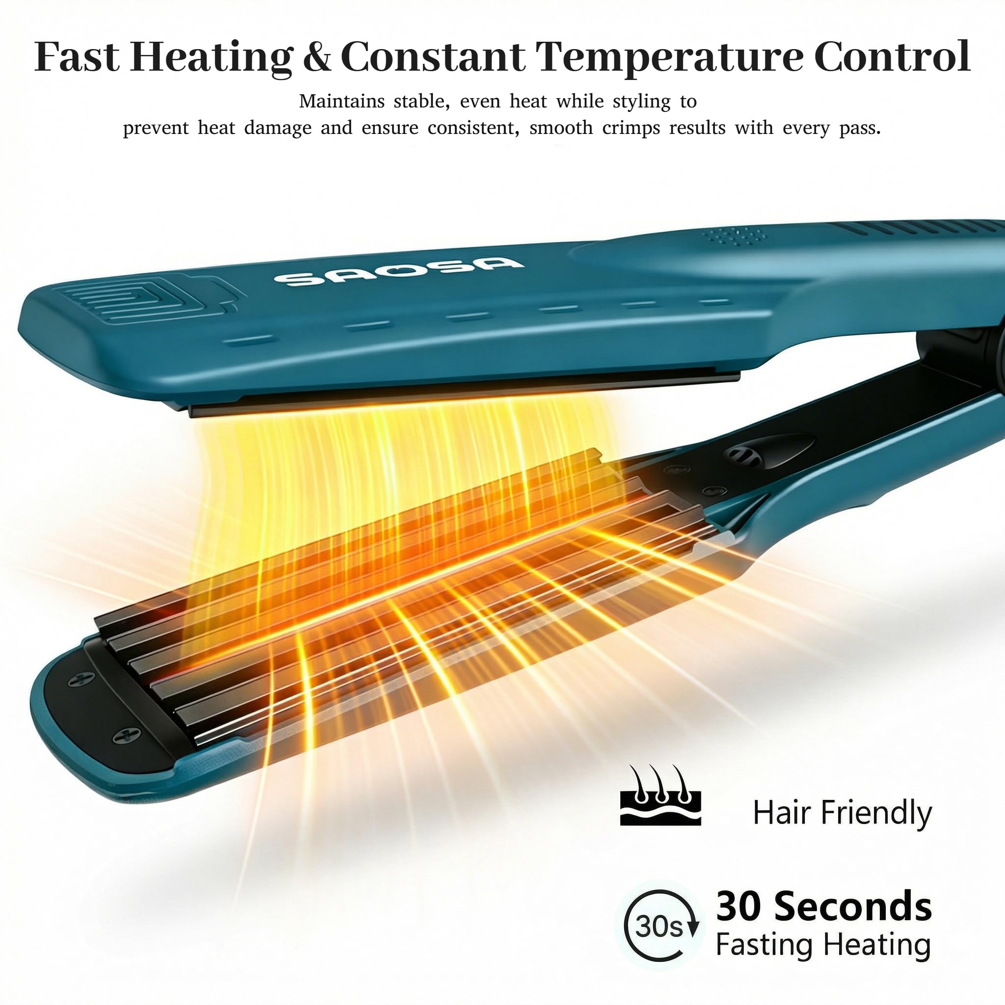 SAOSA volumizing hair crimper digital temperature settings display view
