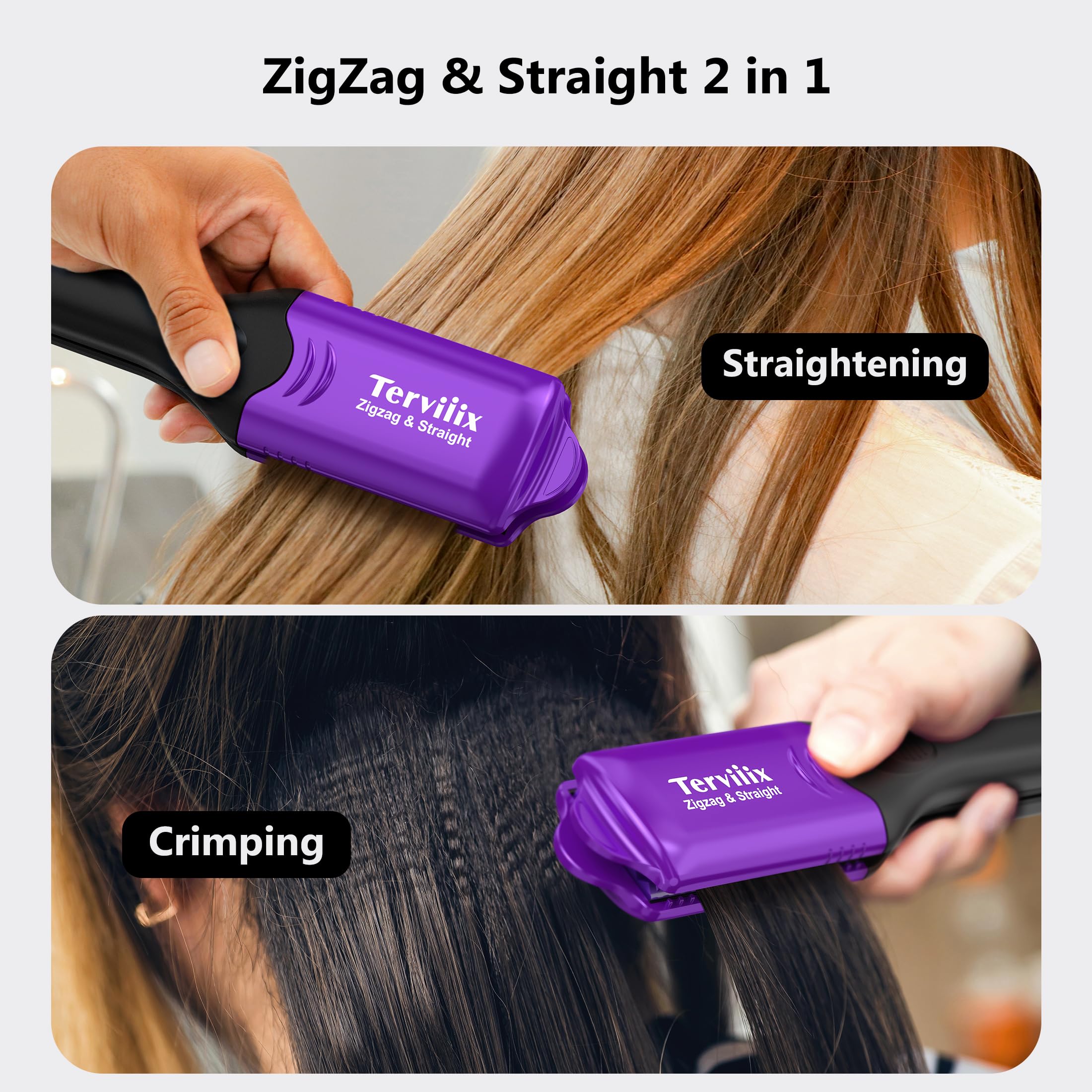Terviiix hair crimper close up of the temperature control buttons and five heat settings
