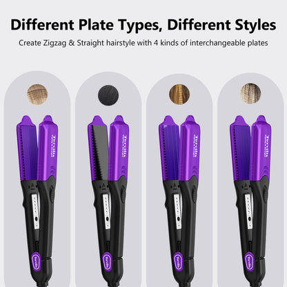 Purple Terviiix interchangeable plate hair styler showcasing the keratin and argan oil logo