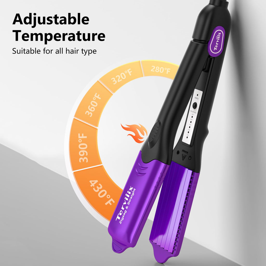 Side view of Terviiix multi plate purple hair iron highlighting the locking mechanism