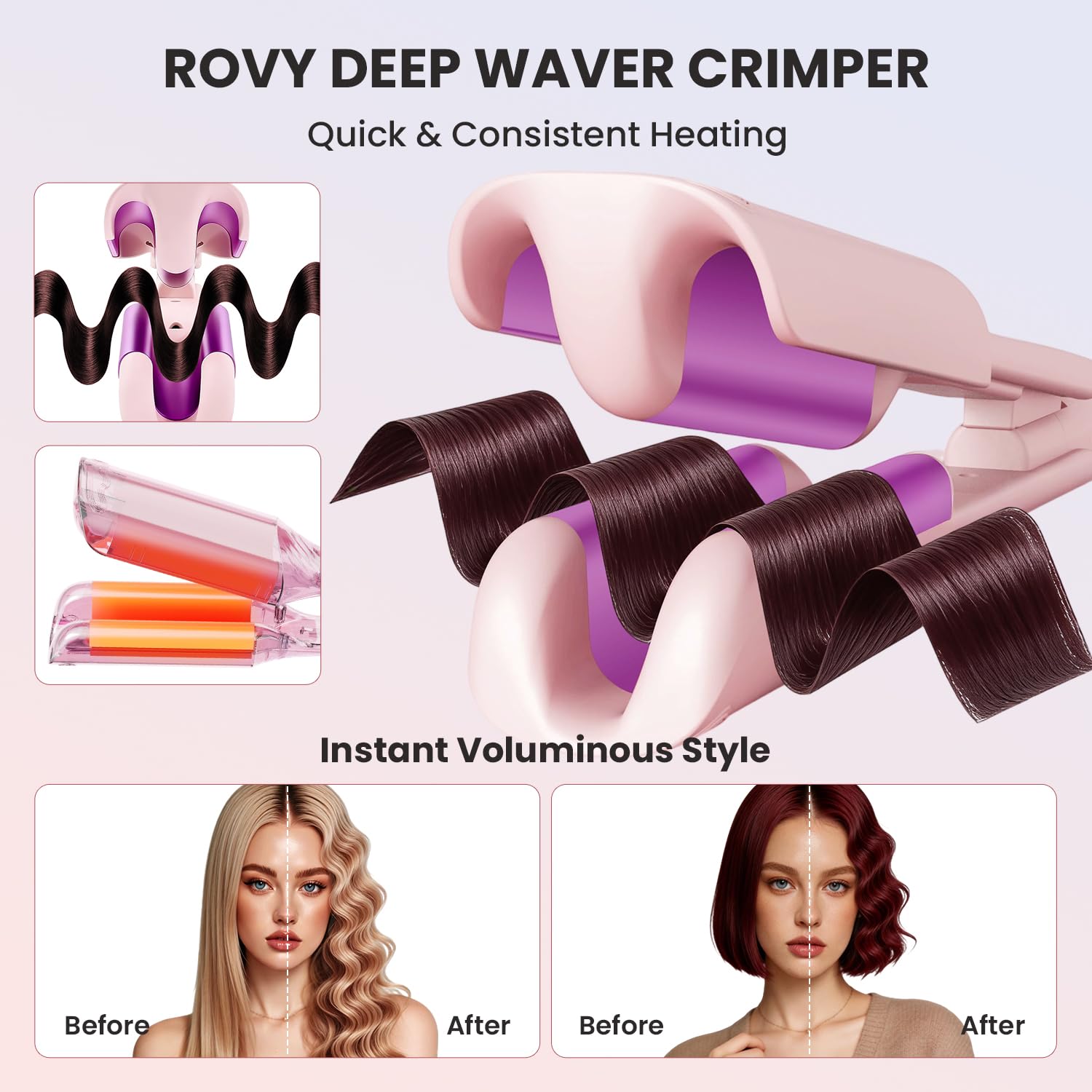 TYMO ionic deep waver hot tool displaying the digital temperature control interface on the handle.