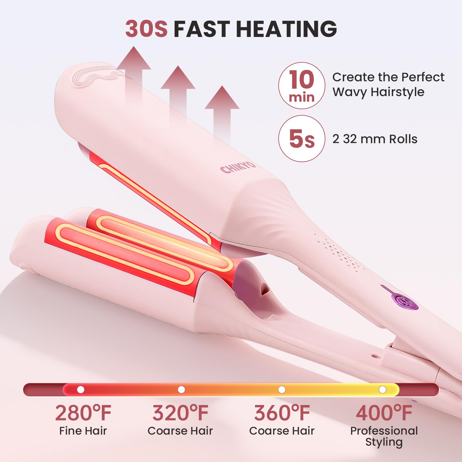 TYMO CHIKYO hair waver unboxing view highlighting the sleek packaging and premium travel-friendly dual voltage body.