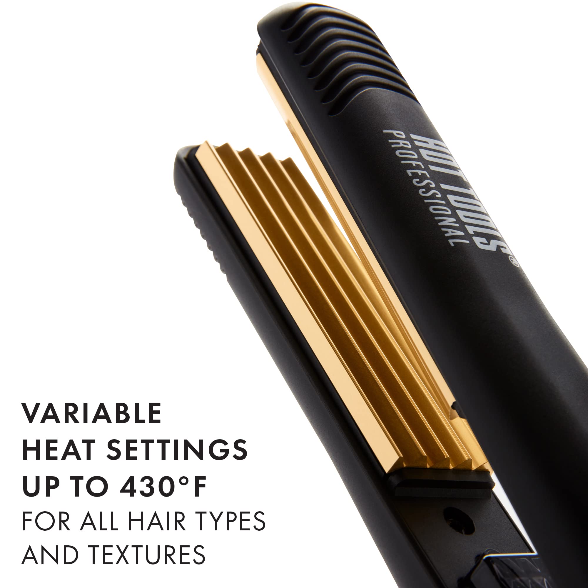 Hot Tools professional gold volume crimping iron rheostat temperature dial view