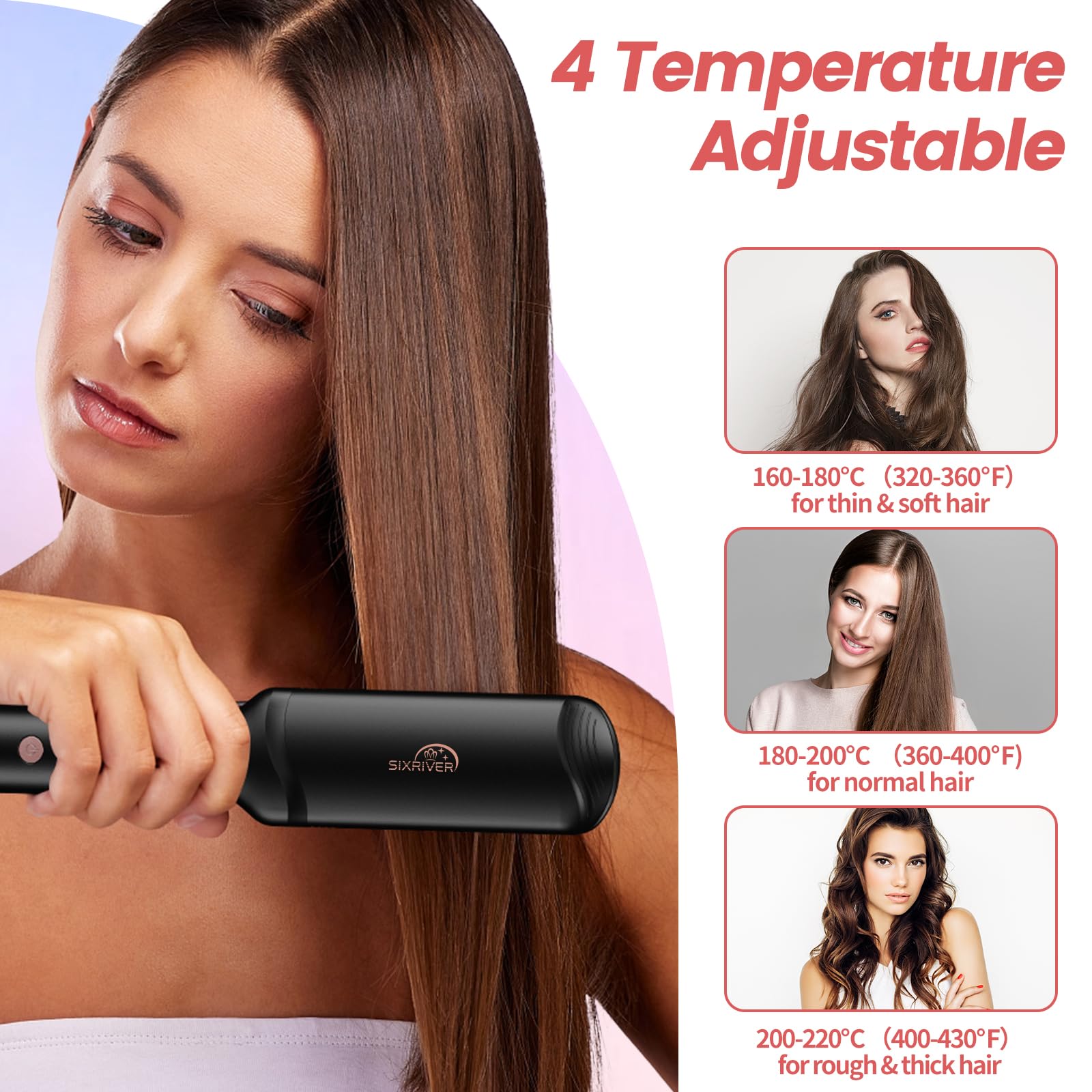 Sixriver professional hair styling iron packaging contents including glove and clips