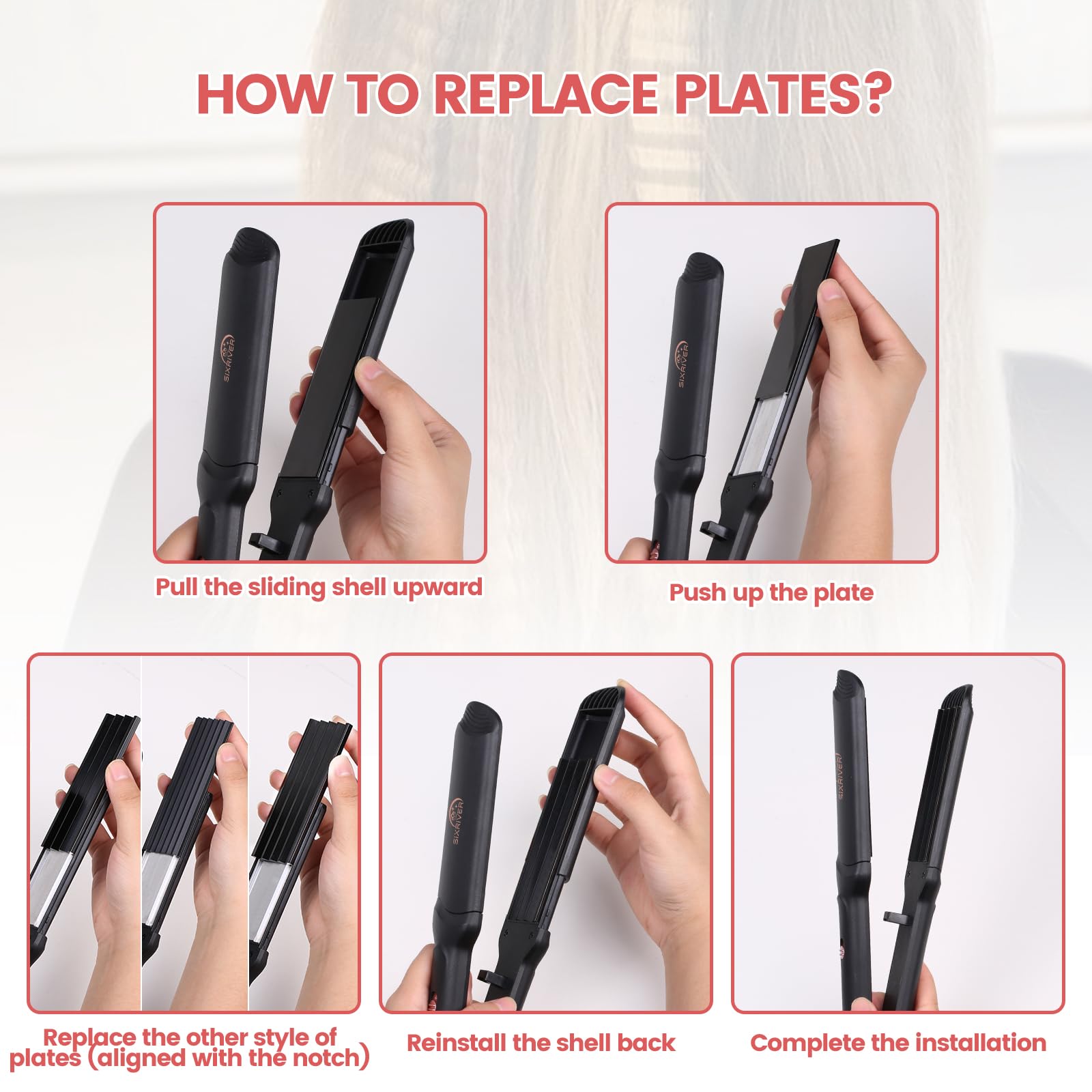 Sixriver dual voltage travel hair tool with premium ceramic plates profile view