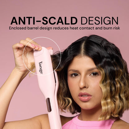 Ergonomic handle design and cord swivel details of the L'ange triple barrel waver.