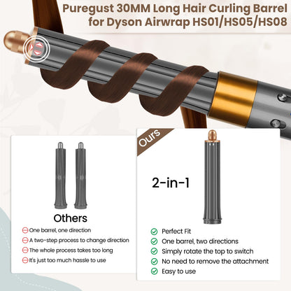 Puregust dual direction automatic curling iron attachment demonstrating the adjustable top knob mechanism.