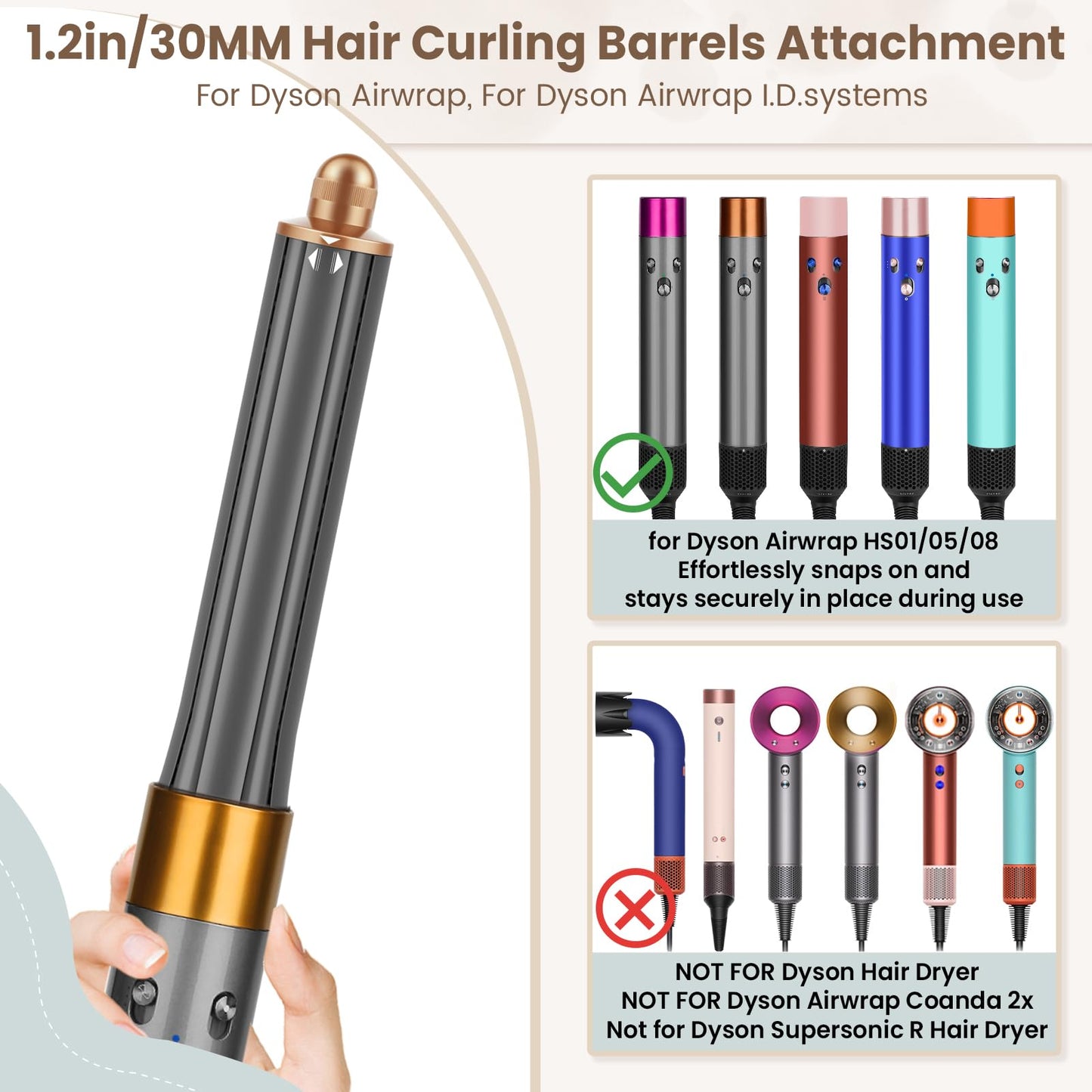Puregust 30mm hair curler attachment showing the complete accessory design for voluminous outward waves.