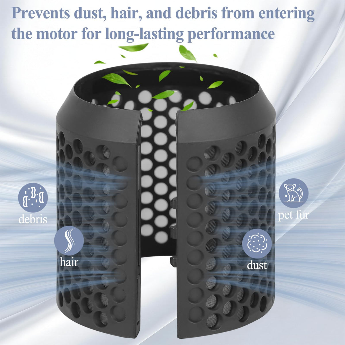Replacement strainer cage open view demonstrating the tool-free magnetic installation mechanism.