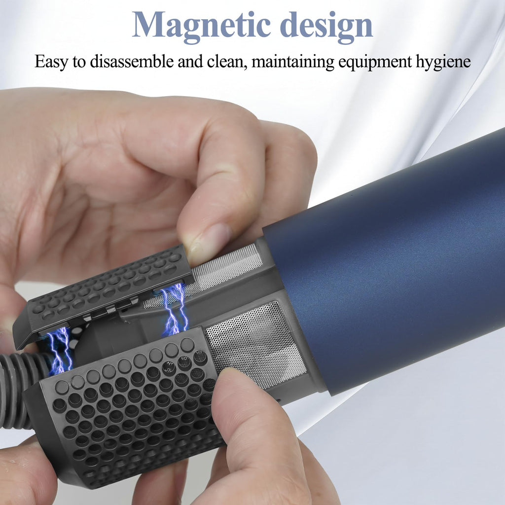 Close up view of the internal dust blocking micro mesh screen on the hair styler attachment.
