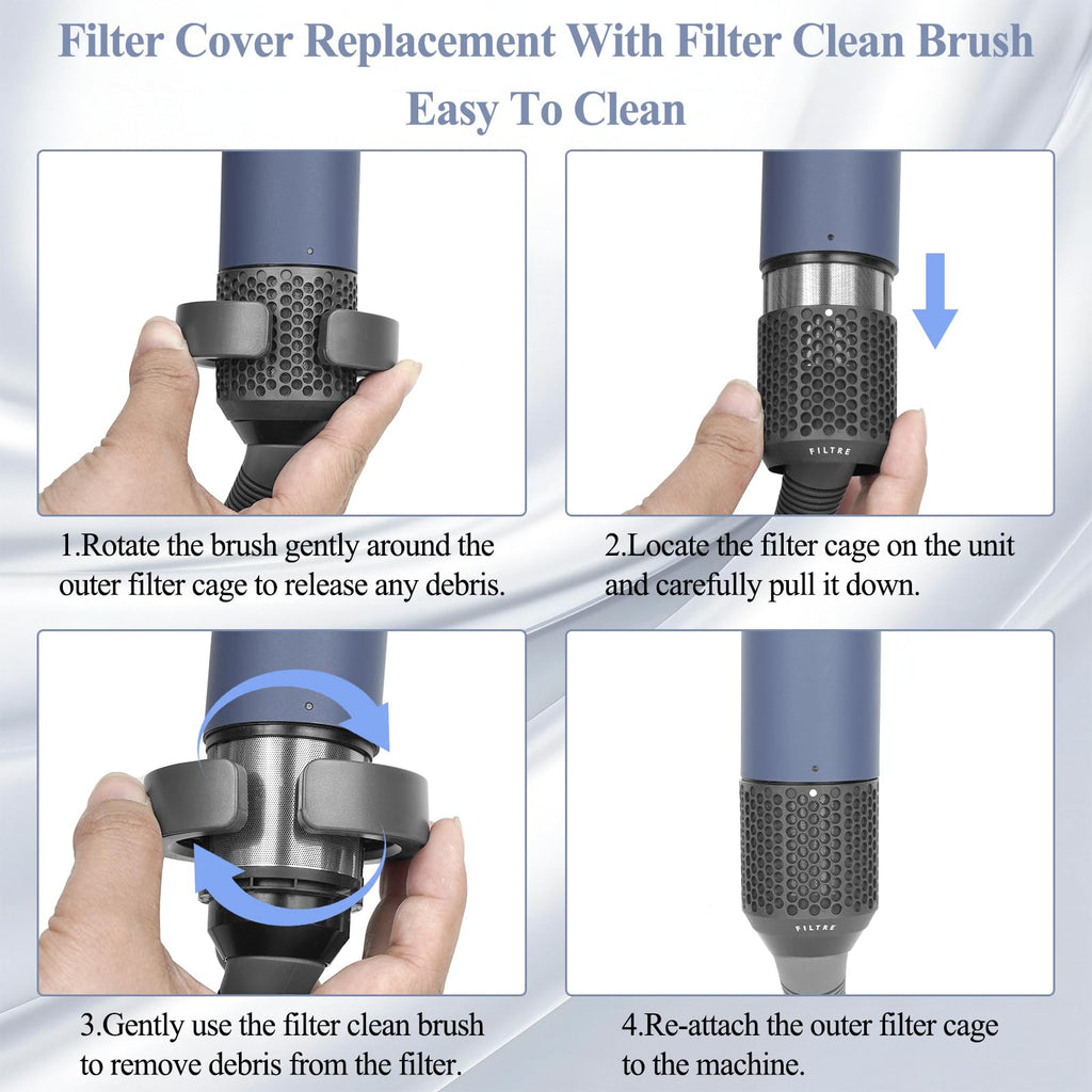 Complete replacement filter cage kit showing the precise dimensions for model HS01 and HS05.