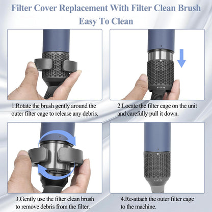 Complete replacement filter cage kit showing the precise dimensions for model HS01 and HS05.