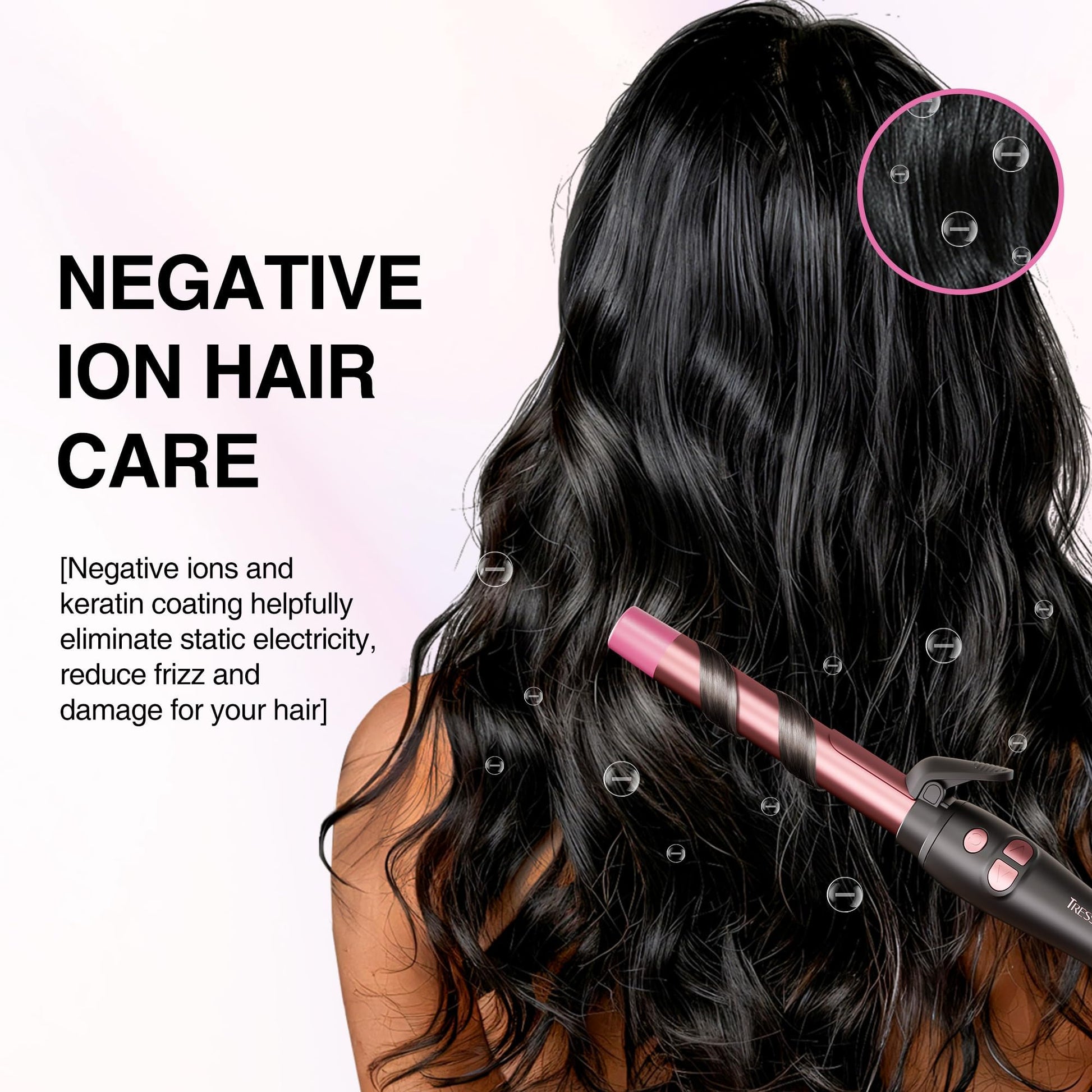 Dual voltage curling iron for long hair showcasing the complete handle and cord base