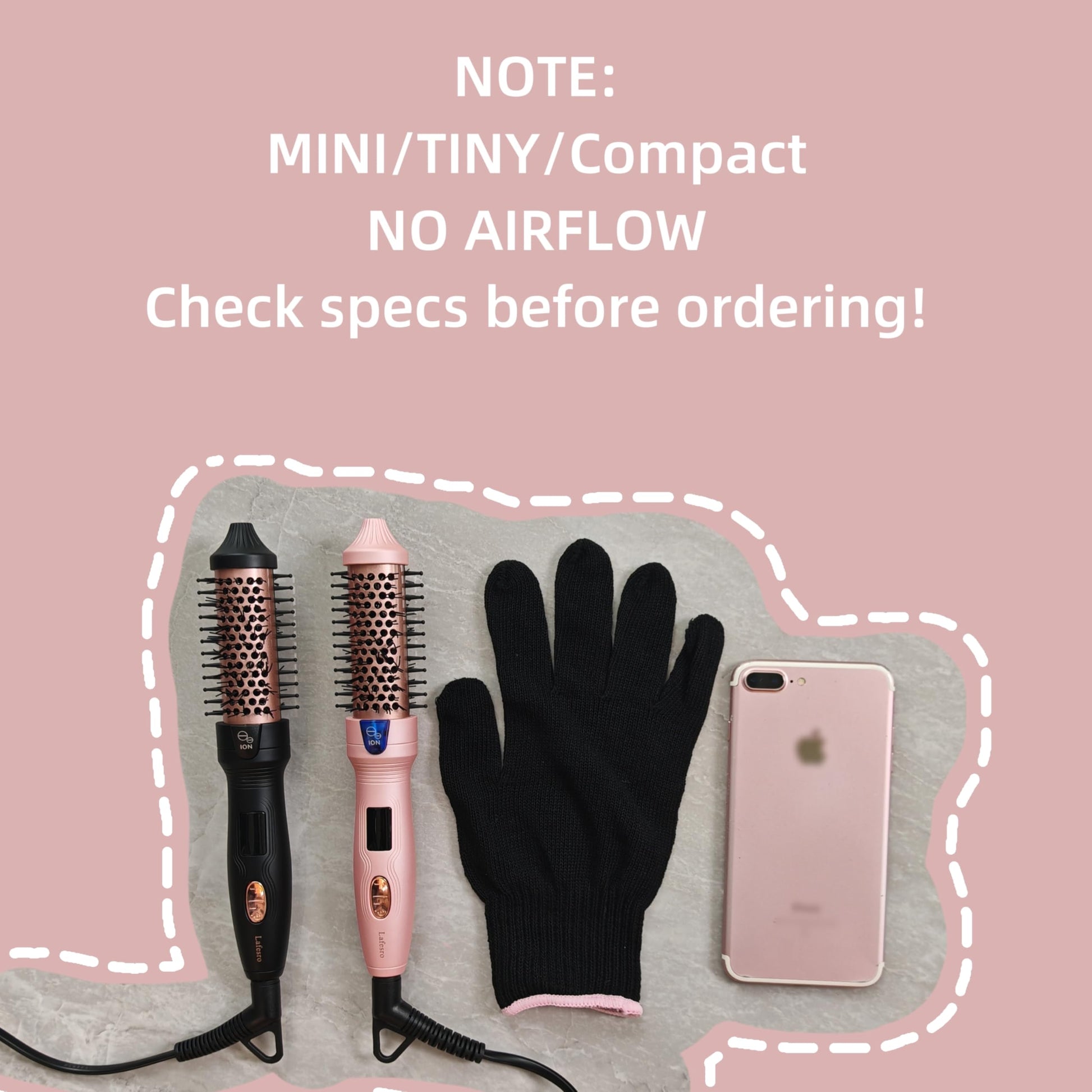 Lafesro ionic curling brush digital LED display panel showing adjustable temperature controls.