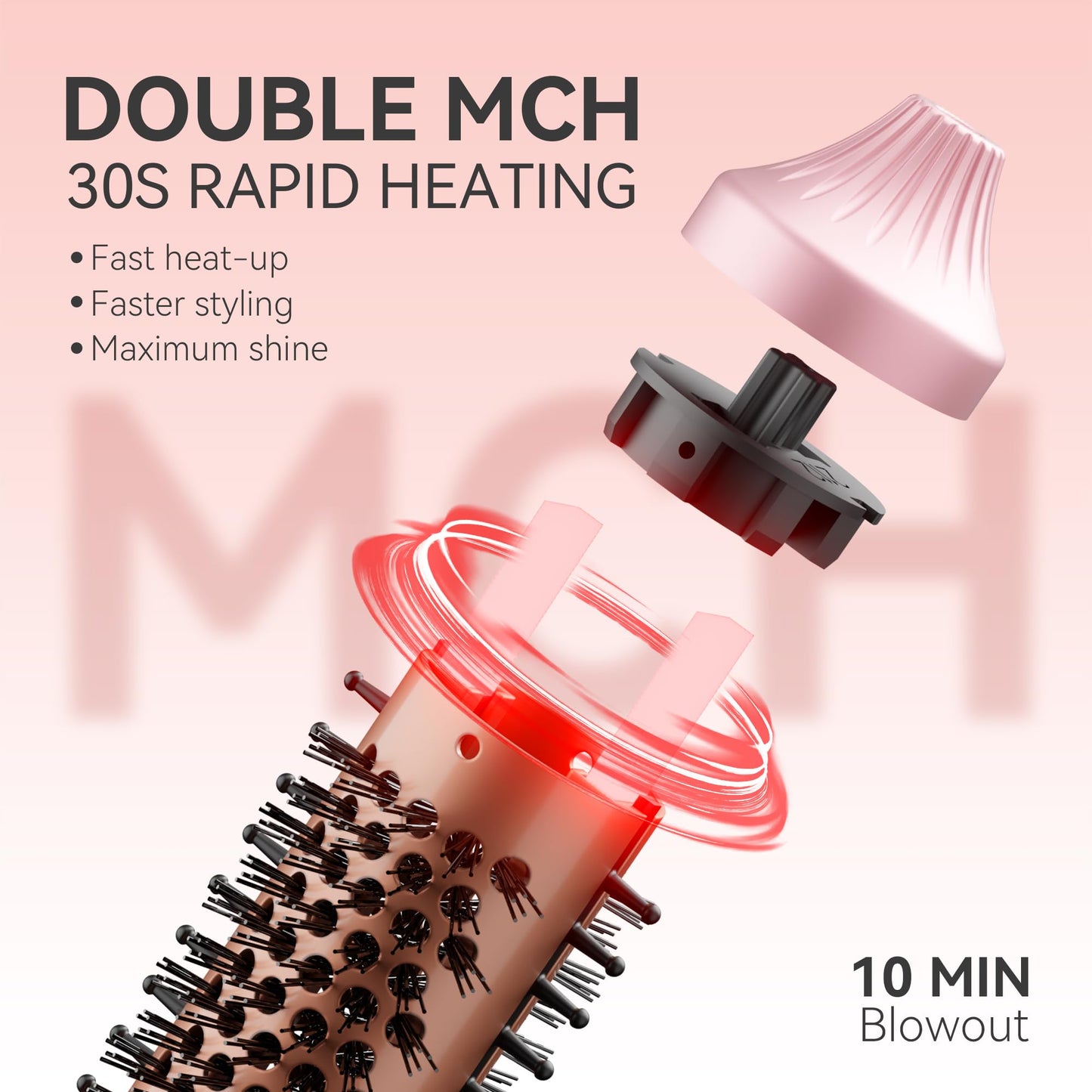 Lafesro compact size thermal brush showcasing the three hundred and sixty degree swivel cord design.
