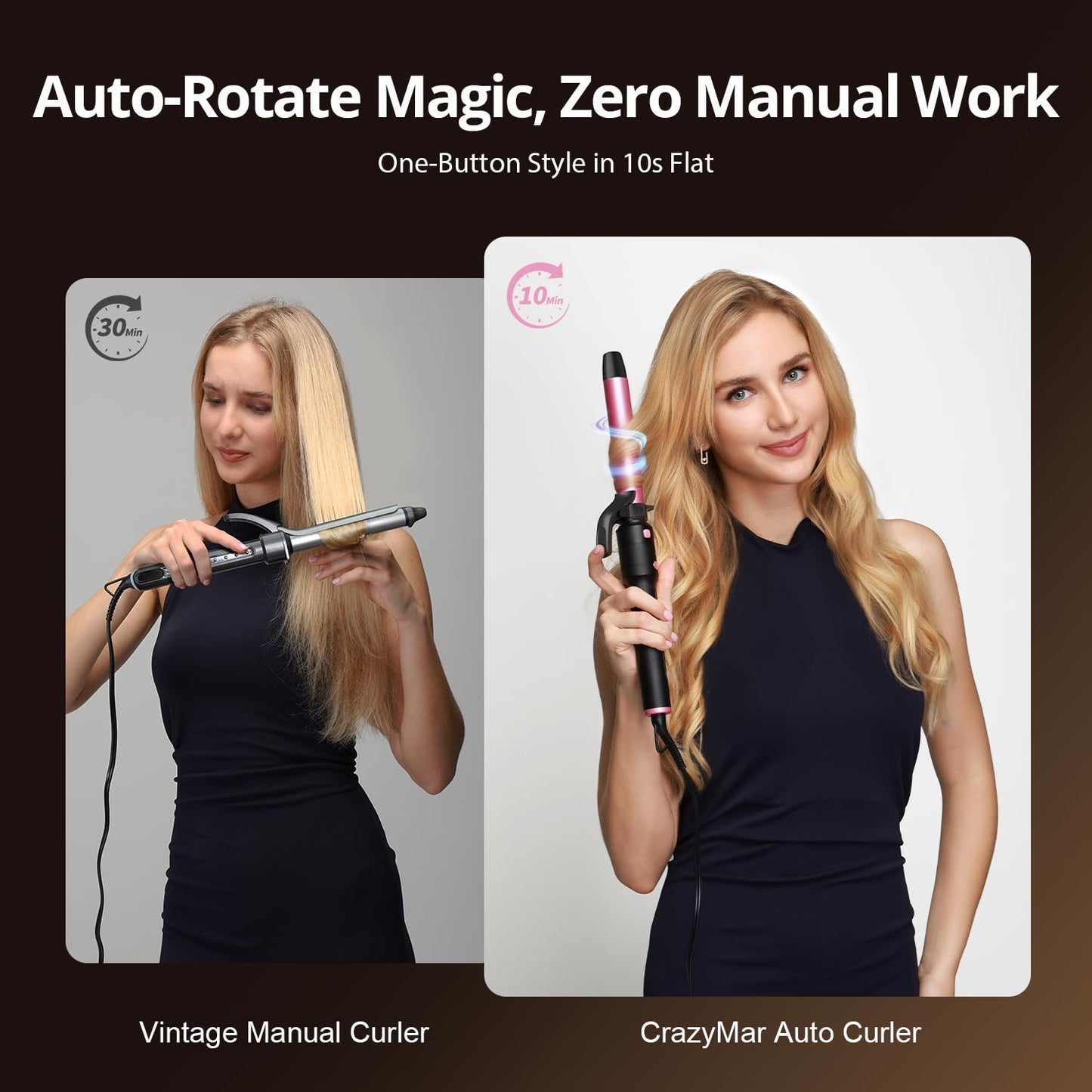 Interchangeable ceramic coating barrels of the automatic hair curler kit unattached