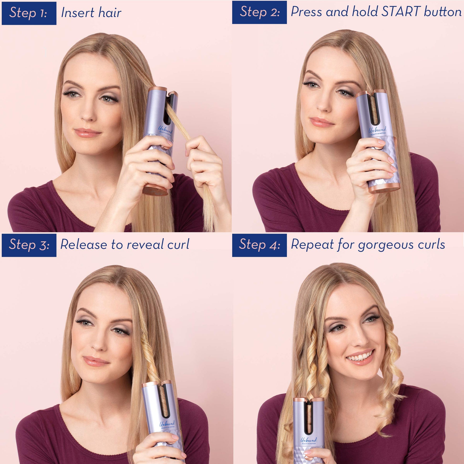 Side angle view of the Conair Unbound rechargeable beauty wave styler packaging.