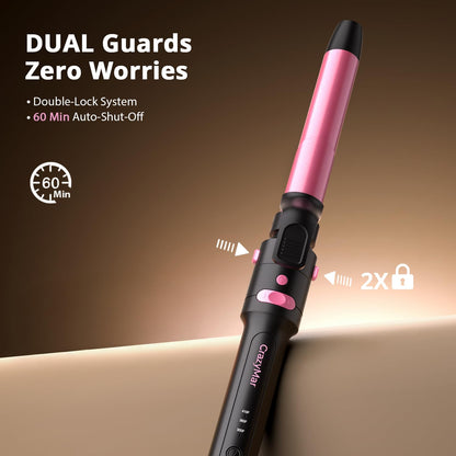CrazyMar professional packaging showing the complete hot pink five barrel iron set