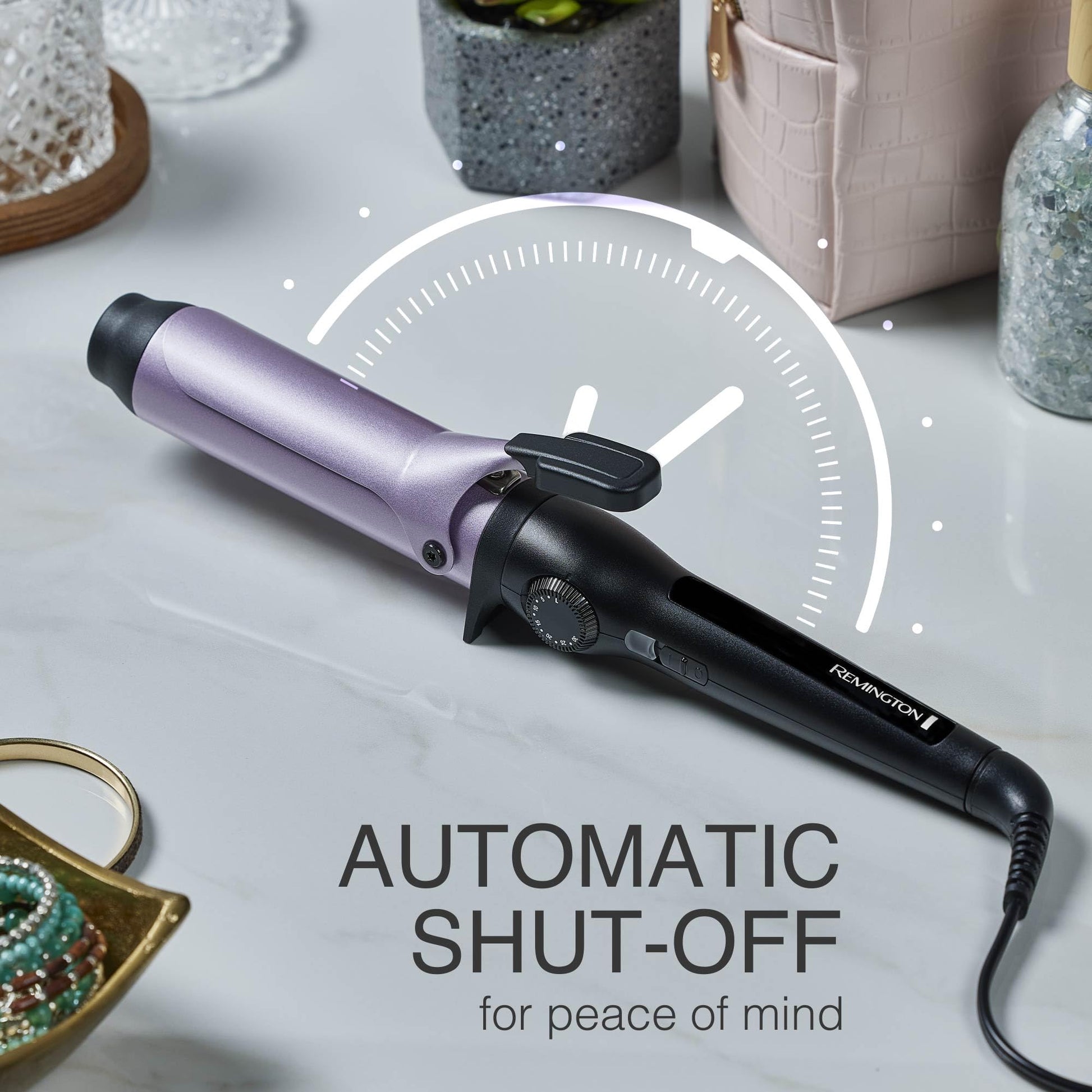 The cool touch tip and sturdy spring clip mechanism of the Remington anti static wave maker tool.