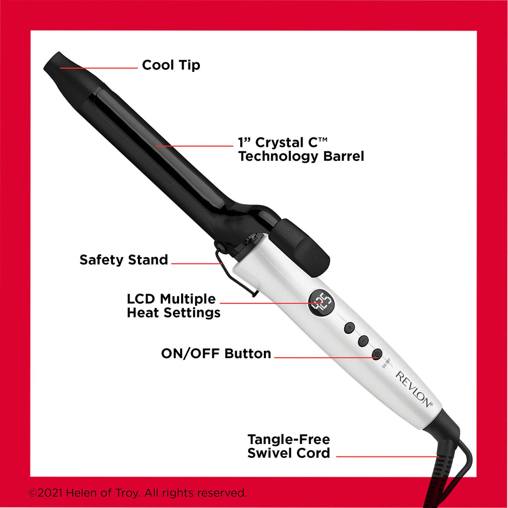 Side profile of the Revlon imported hair styling tool highlighting the ergonomic handle and clamp.