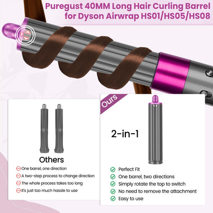 Ceramic tourmaline long barrel attachment for loose voluminous waves