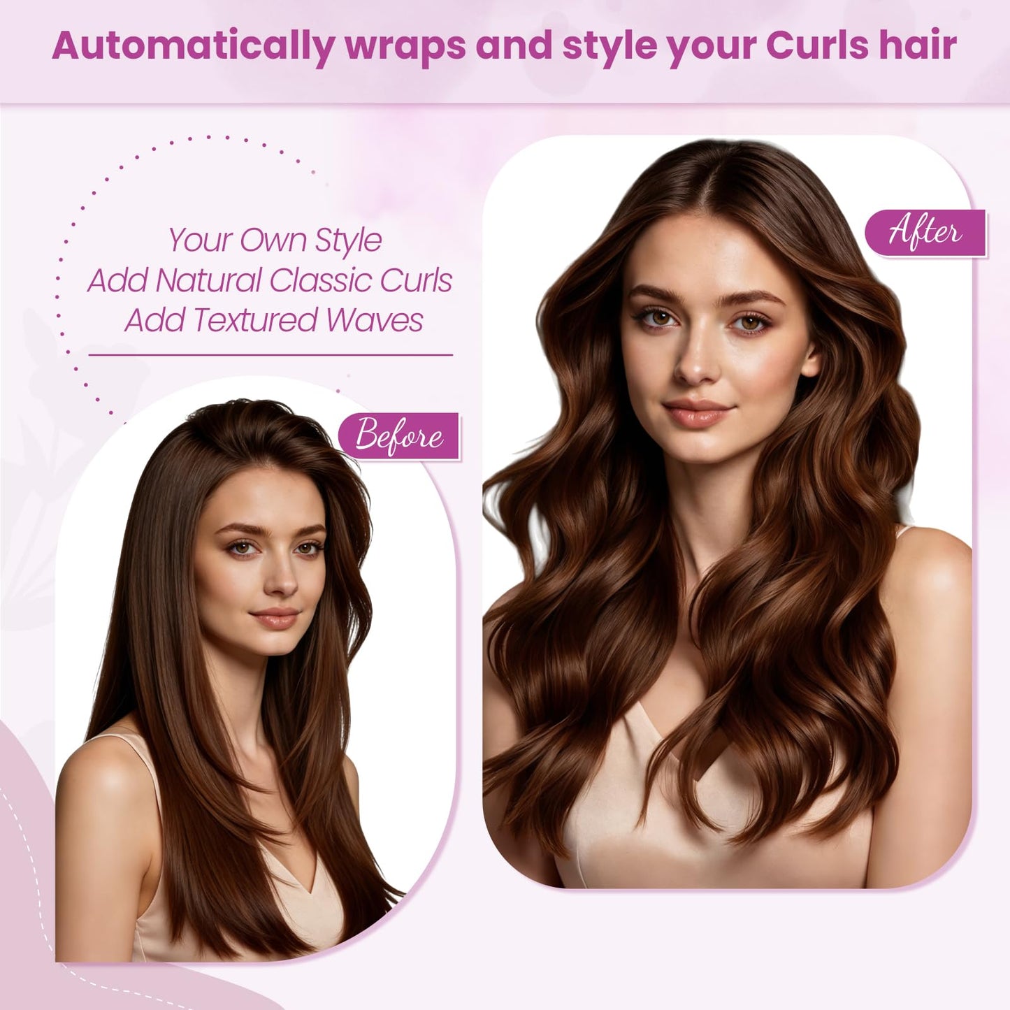 Close up of the cool tip on the fuchsia and iron gray hair curler barrel