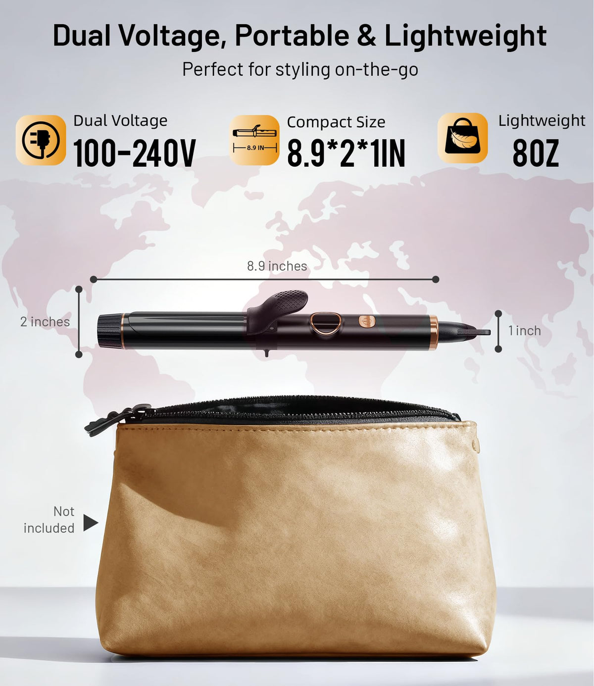 Desalo dual voltage hair curler showing the digital temperature display screen.