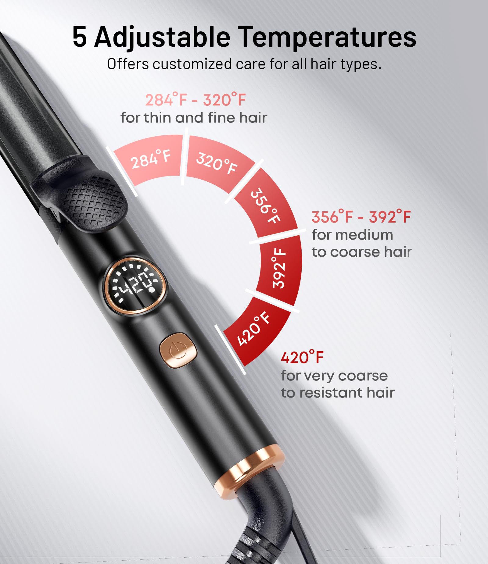 Desalo travel hair styling tool showing the compact size and velvet pouch.