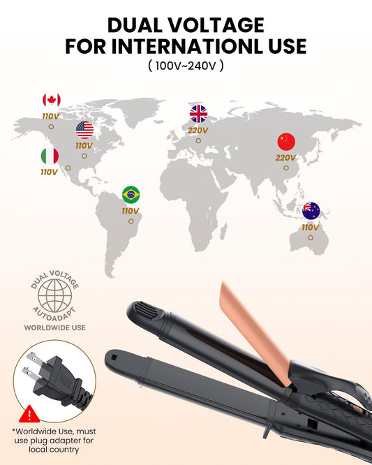 AmoVee 1 inch ceramic tourmaline hair straightener showing function switch button