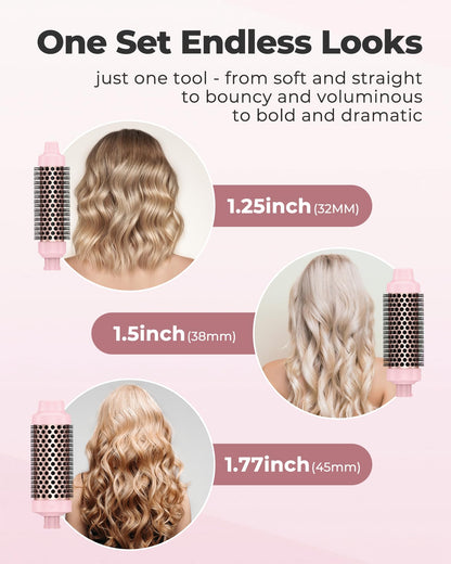 Farery travel curling iron set with the three interchangeable attachments and safety alignment arrows.