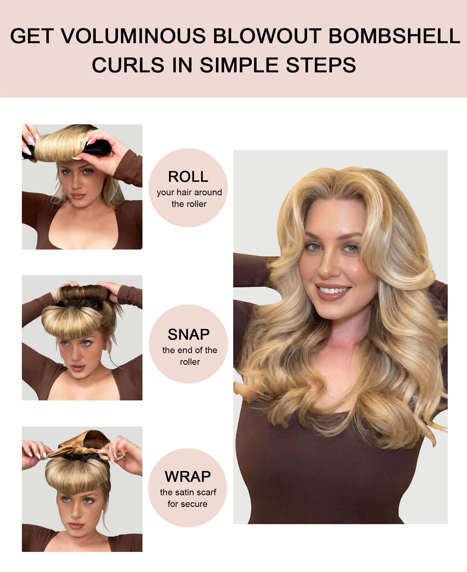RIFFIN jumbo velvet heatless hair curlers showing close up of the upgraded directional grip texture and button lock