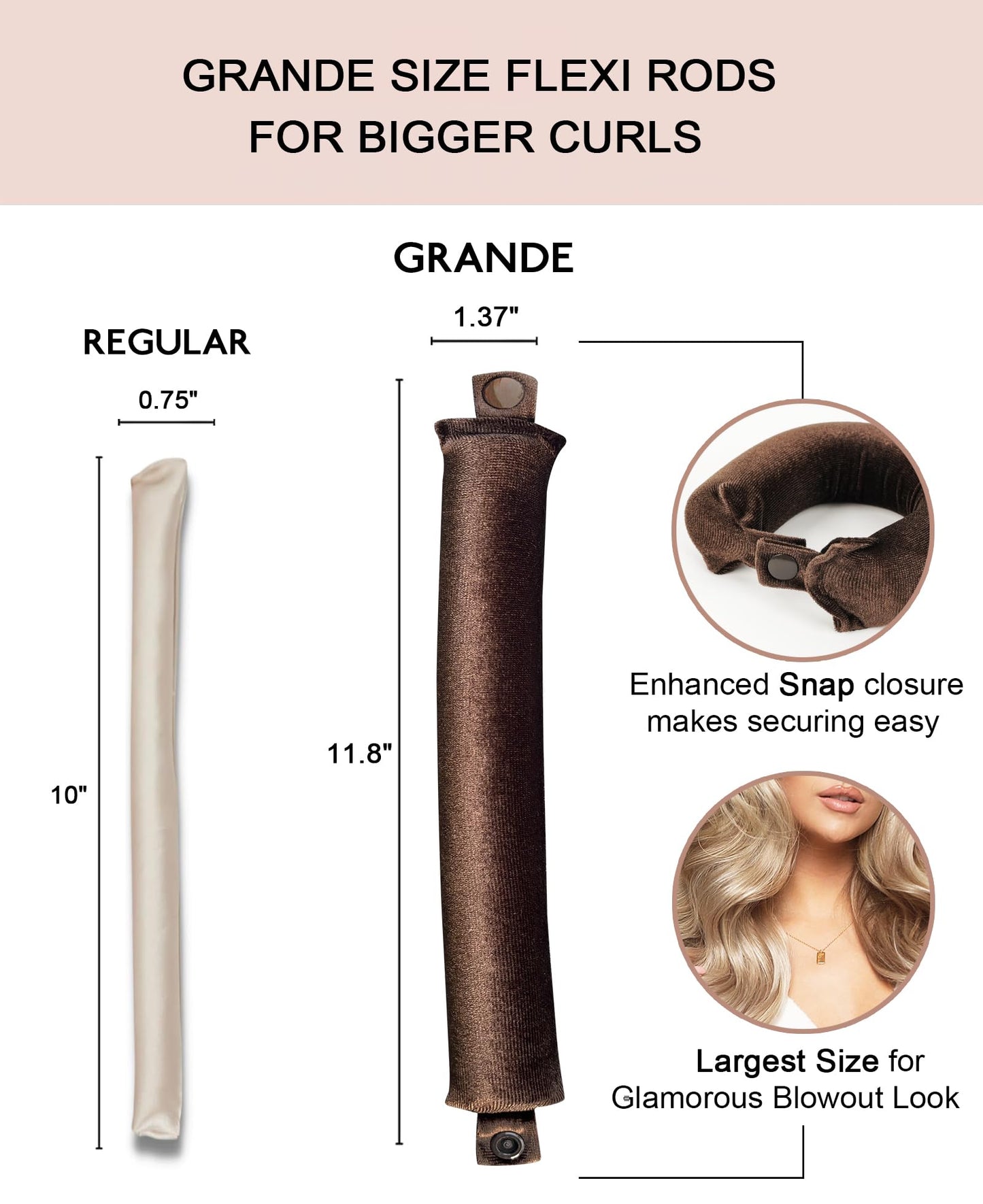 RIFFIN no heat curling rod set laid out flat with matching brown vintage glam satin sleeping scarf