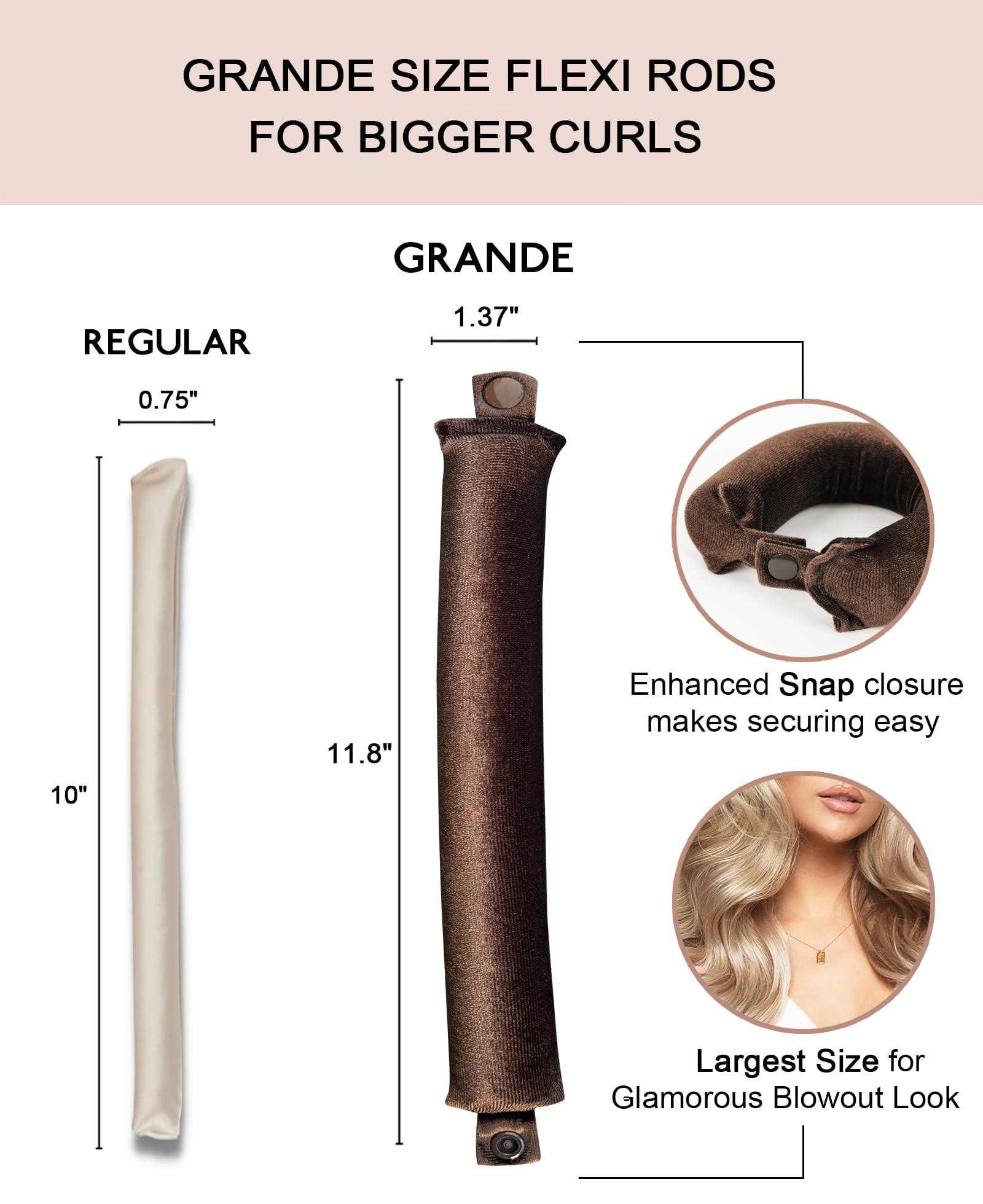 RIFFIN no heat curling rod set laid out flat with matching brown vintage glam satin sleeping scarf
