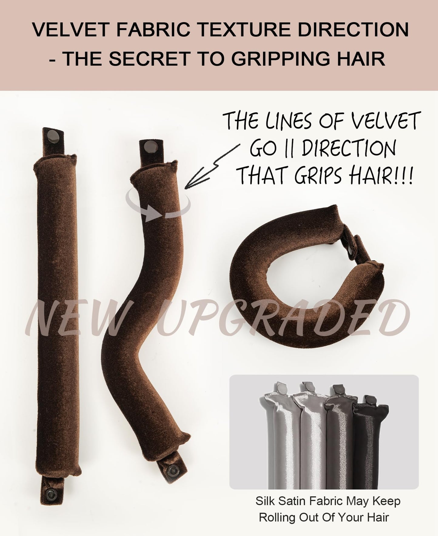RIFFIN 1.37 inch travel sized velvet flexi rods set for blowout volume on long and short hair