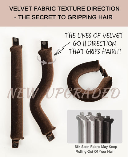 RIFFIN 1.37 inch travel sized velvet flexi rods set for blowout volume on long and short hair