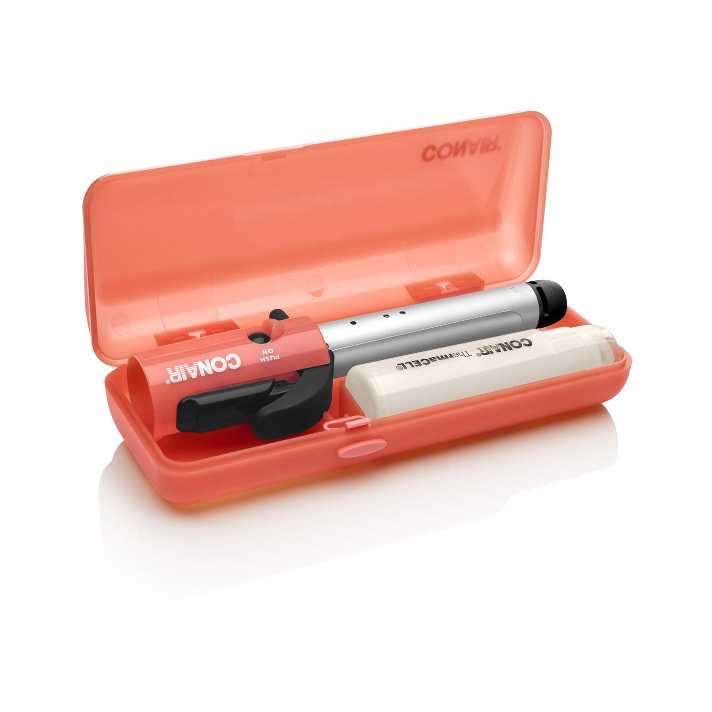 Conair travel curling iron with the replaceable ThermaCell cartridge unboxed.