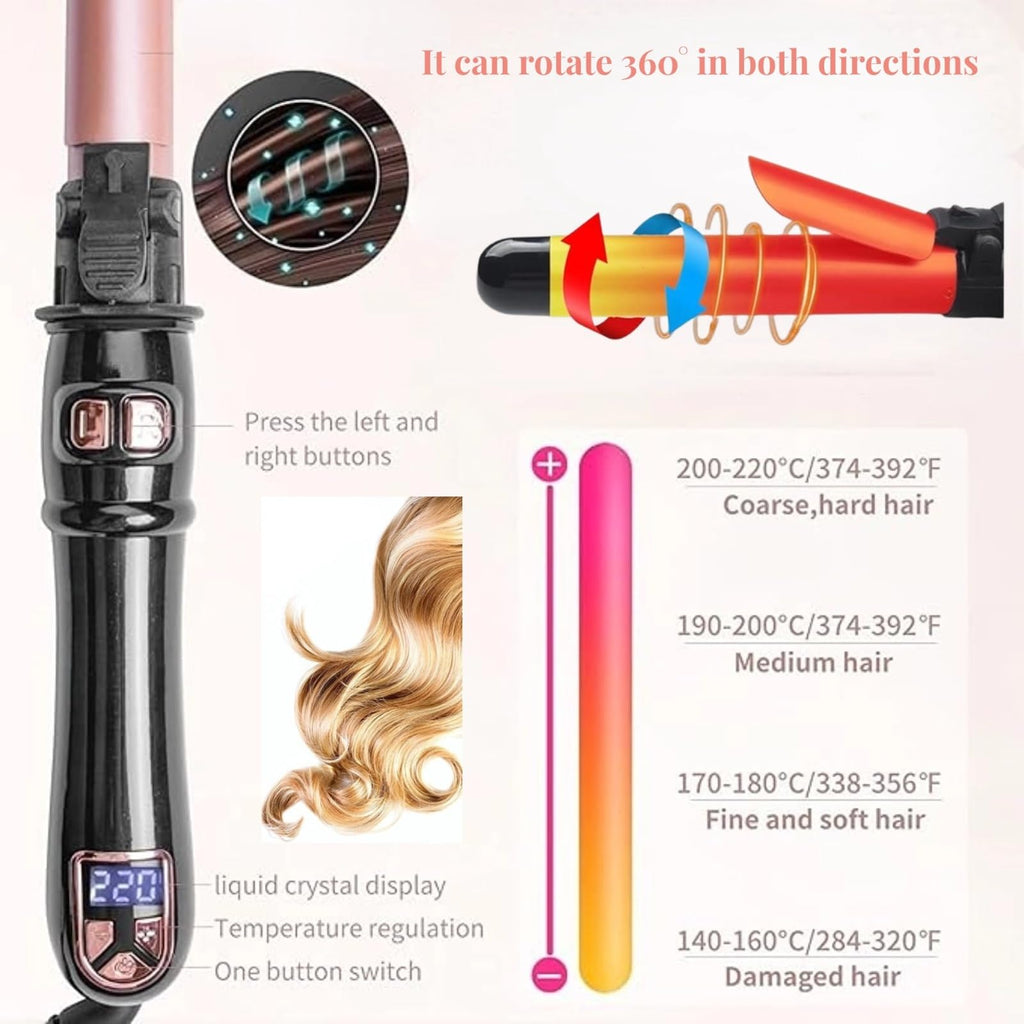 Side angle view of the professional 28mm ceramic hair waver showing the anti scald top.