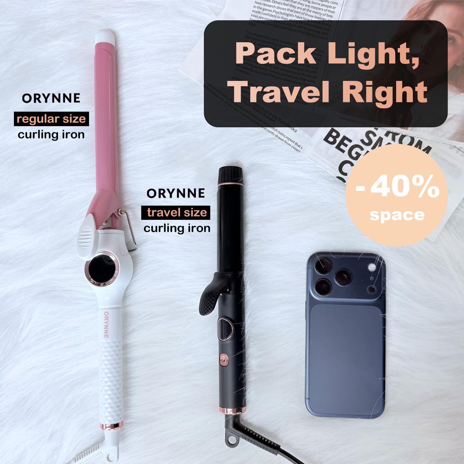 ORYNNE 1 inch small hair curler with digital LCD temperature display