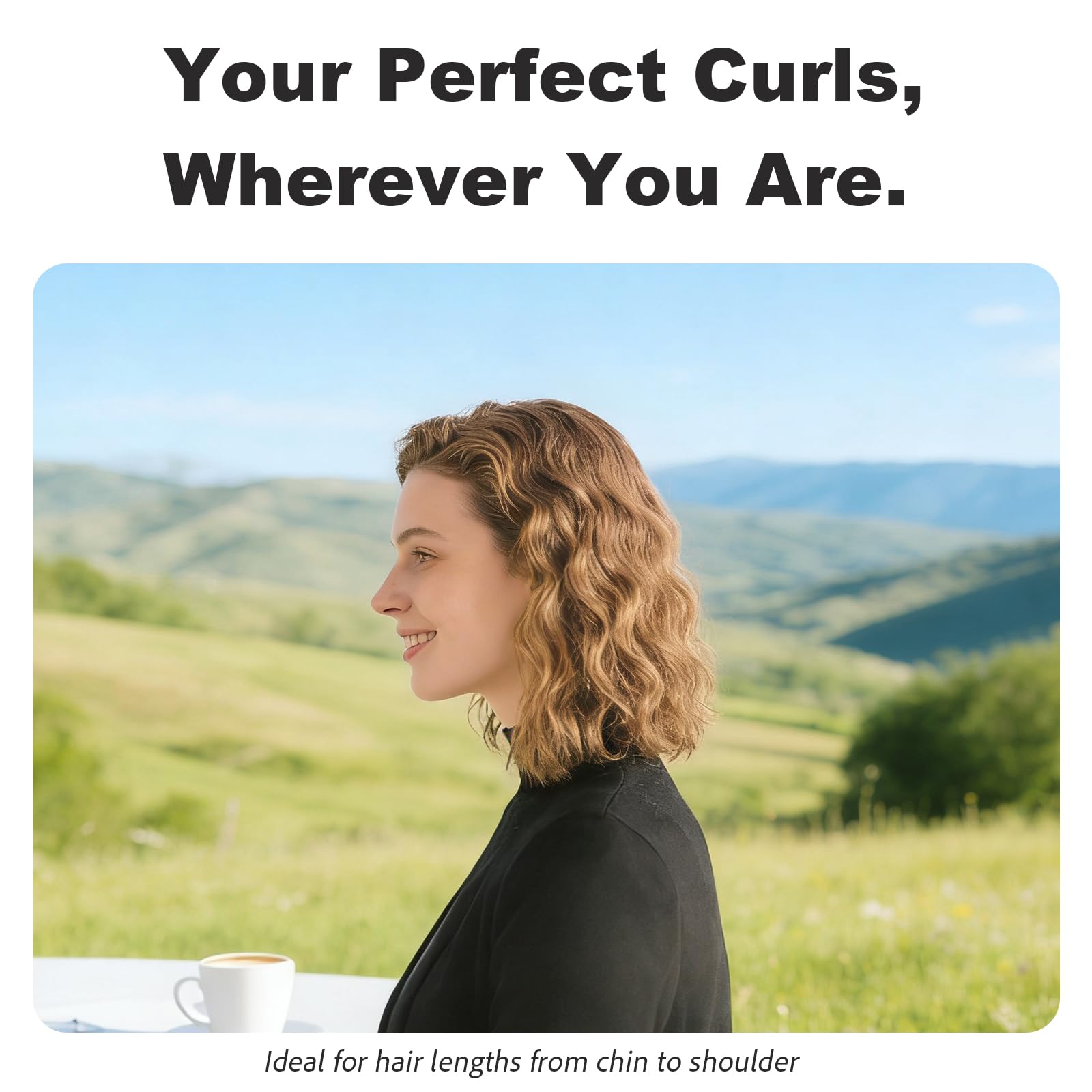 ORYNNE compact short hair curling iron showing the safety lock button