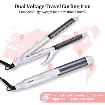 VGR two in one travel hair straightener open position demonstrating the flat iron plates.