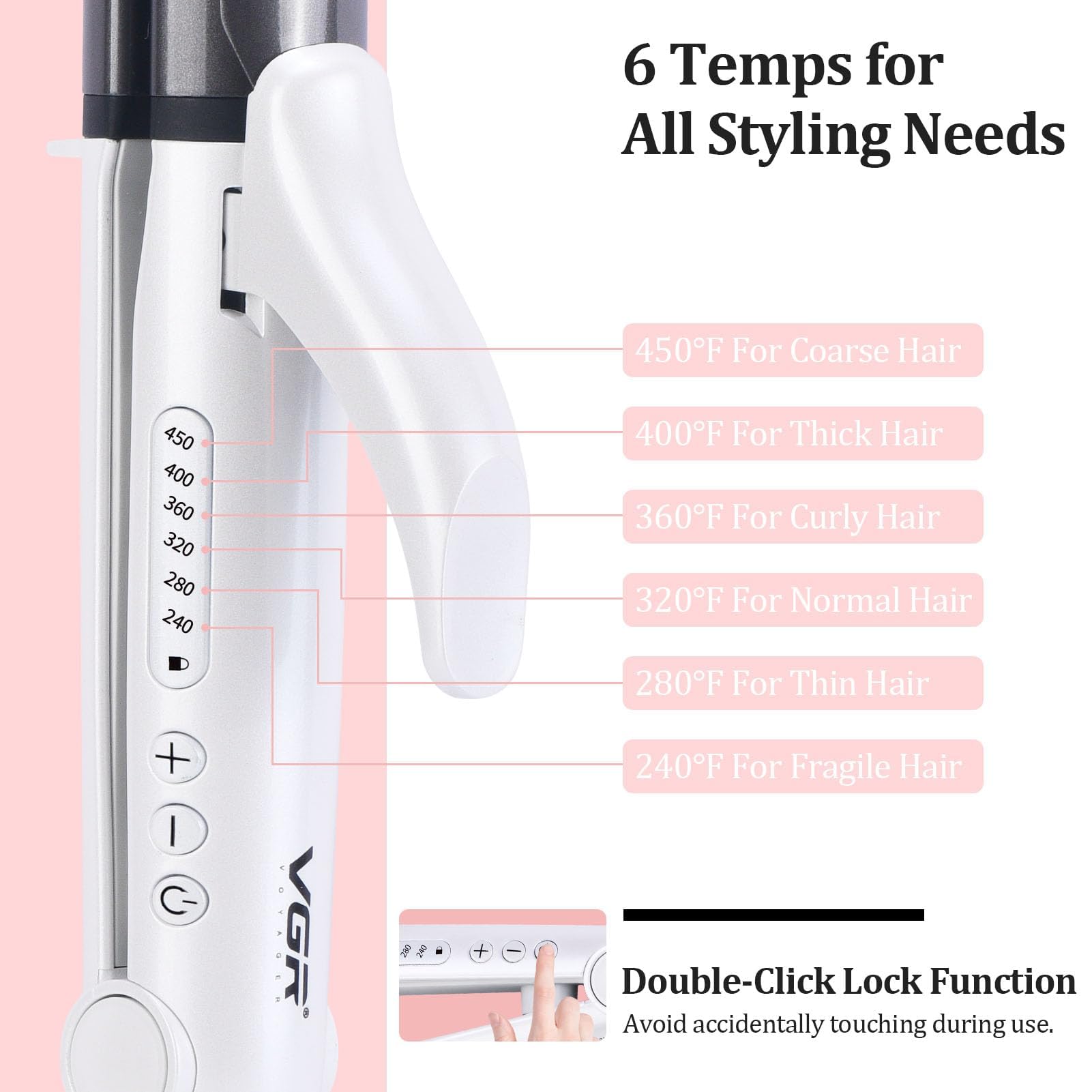Compact VGR dual voltage curler packed neatly next to travel essentials in a suitcase.