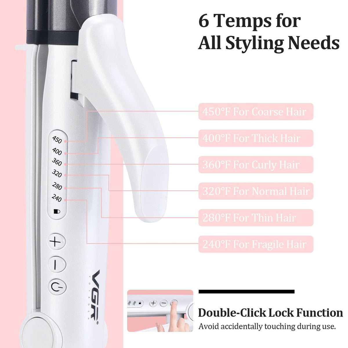 Compact VGR dual voltage curler packed neatly next to travel essentials in a suitcase.