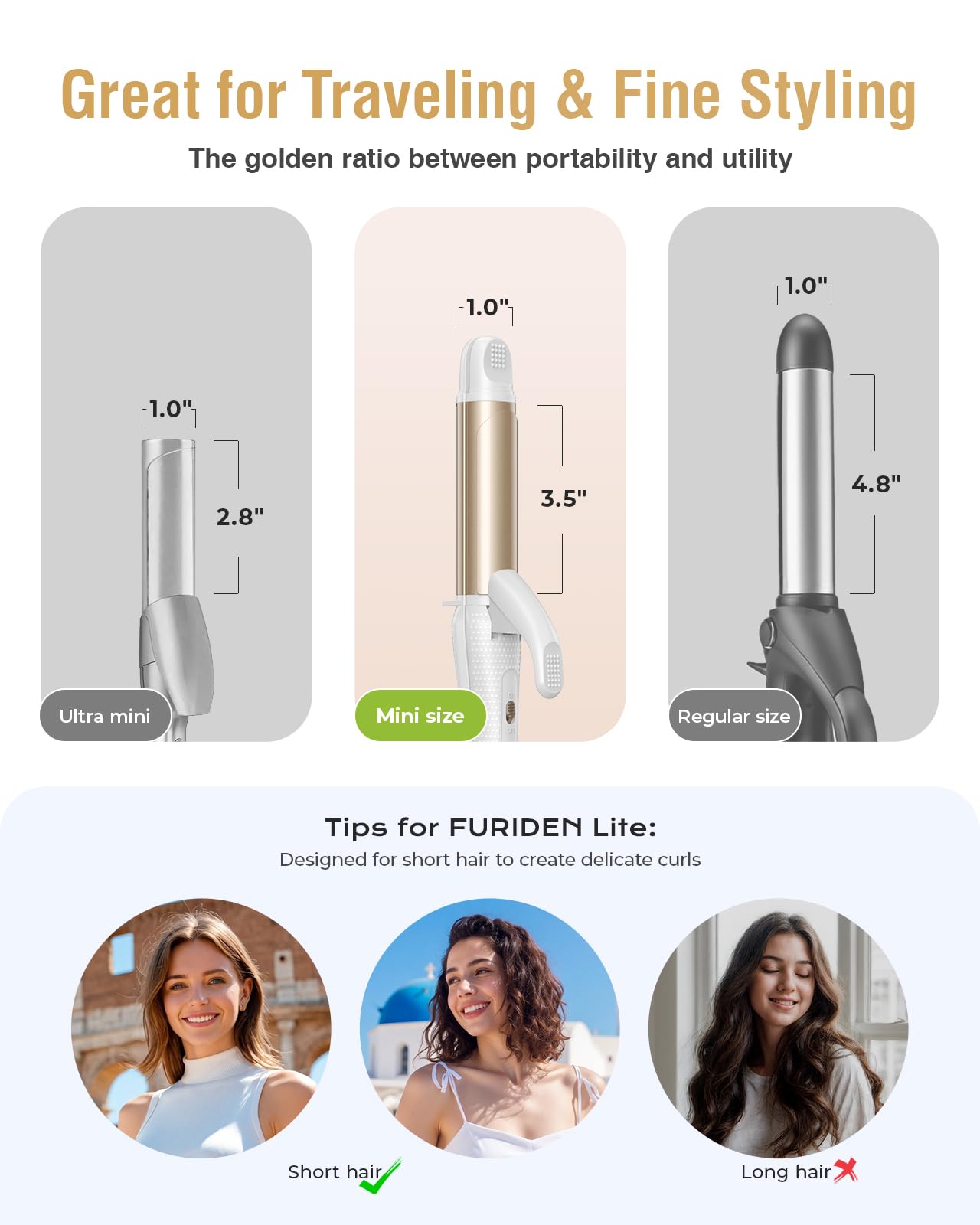 Travel friendly beauty appliance package showing premium gold styling wand