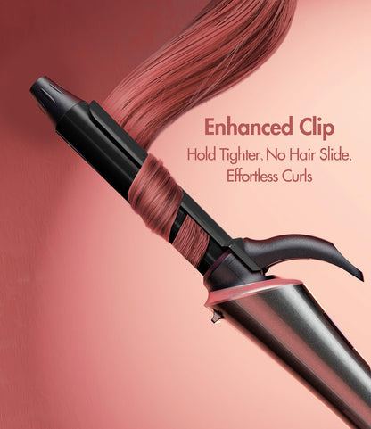 Three quarter inch barrel curler designed for pixie cuts and short hair textures.