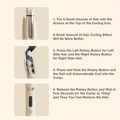 INK-EEZE rotating hair curler wand close up of the 28mm ceramic tourmaline barrel